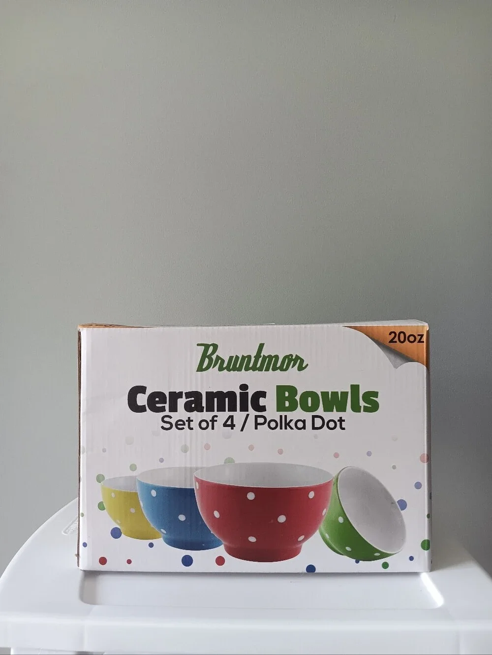 Bruntmor Ceramic Bowls Set Of 4 Polka Dots 20 Oz Red Blue Green Yellow White